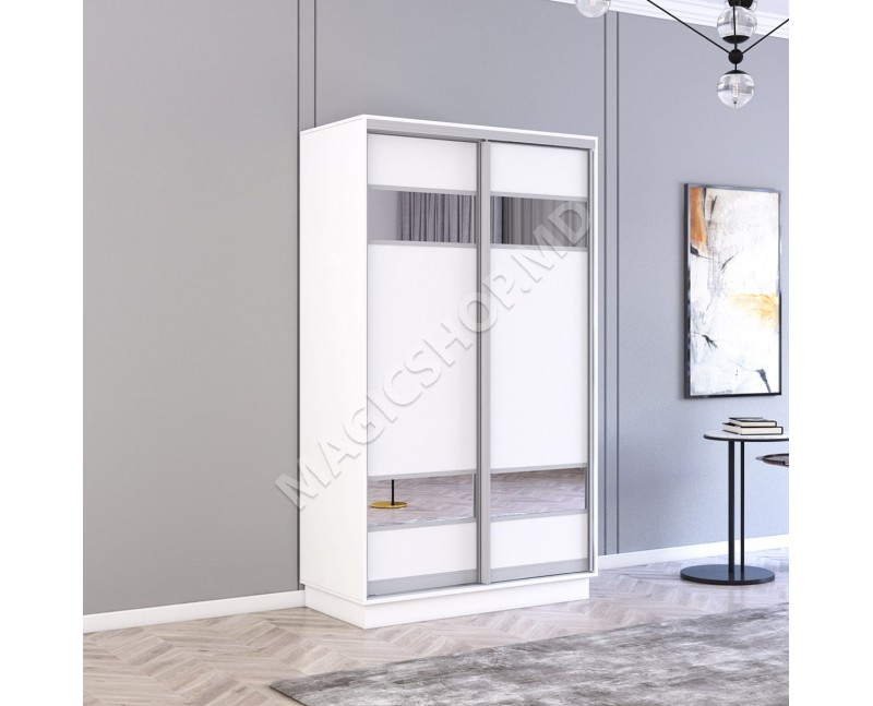 Шкаф Fox100x60x200/210/220/230/240 см высотой с раздвижными дверями Pal+Mirror